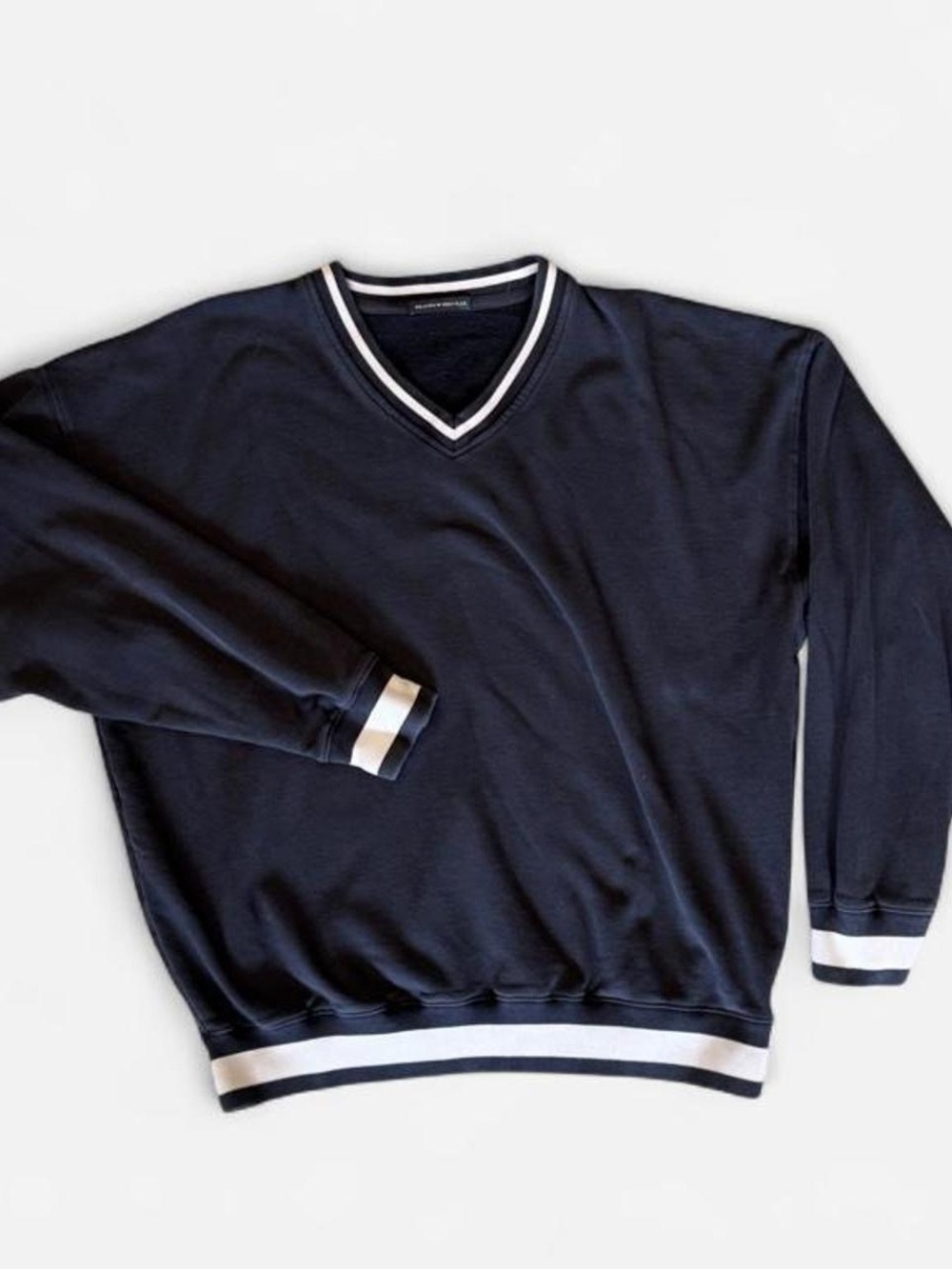 Brandy Melville Oversized Navy Varsity V-Neck Fleece Sweatshirt OS